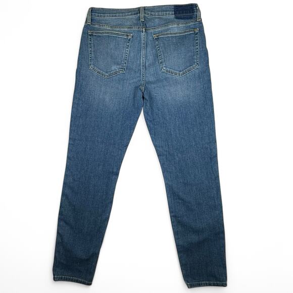 Ética Lily Ankle Jeans Size 29 Blue Distressed Paint Splatter Stretch Denim - Picture 2 of 11